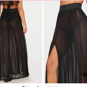 Black Mesh Maxi Skirt